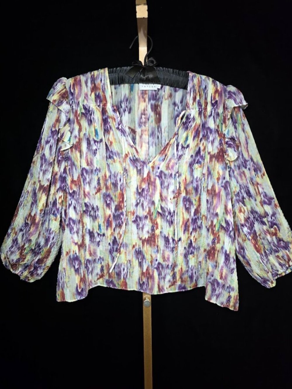 Tanya Taylor Delaney Ruffled V-neck Top L